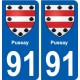 91 Pussay blason autocollant plaque stickers ville