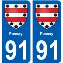 91 Pussay blason autocollant plaque stickers ville