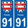 91 Pussay blason autocollant plaque stickers ville