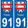 91 Pussay blason autocollant plaque stickers ville