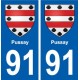 91 Pussay blason autocollant plaque stickers ville