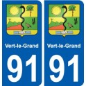 91 Vert-le-Grand blason autocollant plaque stickers ville