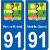 91 Vert-le-Grand blason autocollant plaque stickers ville