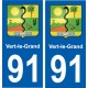 91 Vert-le-Grand blason autocollant plaque stickers ville