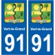 91 Vert-le-Grand blason autocollant plaque stickers ville