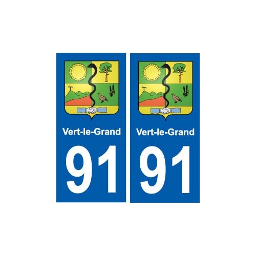 91 Vert-le-Grand blason autocollant plaque stickers ville