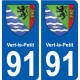 91 Vert-le-Petit blason autocollant plaque stickers ville
