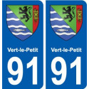 91 Vert-le-Petit blason autocollant plaque stickers ville