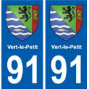91 Vert-le-Petit blason autocollant plaque stickers ville