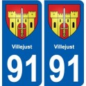 91 Villejust blason autocollant plaque stickers ville