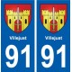 91 Villejust blason autocollant plaque stickers ville