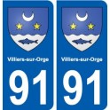 91 Villiers-sur-Orge blason autocollant plaque stickers ville