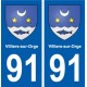 91 Villiers-sur-Orge blason autocollant plaque stickers ville