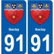 91 Saclay blason autocollant plaque stickers ville