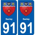 91 Saclay blason autocollant plaque stickers ville