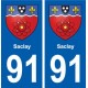 91 Saclay blason autocollant plaque stickers ville