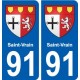 91 Saint-Vrain blason autocollant plaque stickers ville