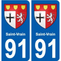 91 Saint-Vrain blason autocollant plaque stickers ville
