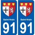 91 Saint-Vrain blason autocollant plaque stickers ville