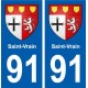 91 Saint-Vrain blason autocollant plaque stickers ville