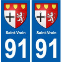 91 Saint-Vrain blason autocollant plaque stickers ville