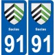 91 Saclas blason autocollant plaque stickers ville