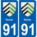 91 Saclas blason autocollant plaque stickers ville