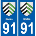 91 Saclas blason autocollant plaque stickers ville