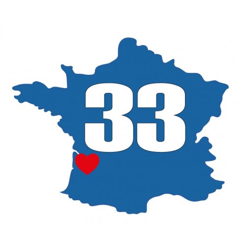 Autocollant Gironde 33 logo 1 sticker adhesif carte france coeur