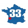 Autocollant Gironde 33 logo 1 sticker adhesif carte france coeur