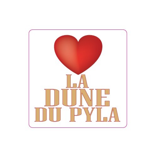 Autocollant I love La Dune Du Pyla stickers adhésif logo 1
