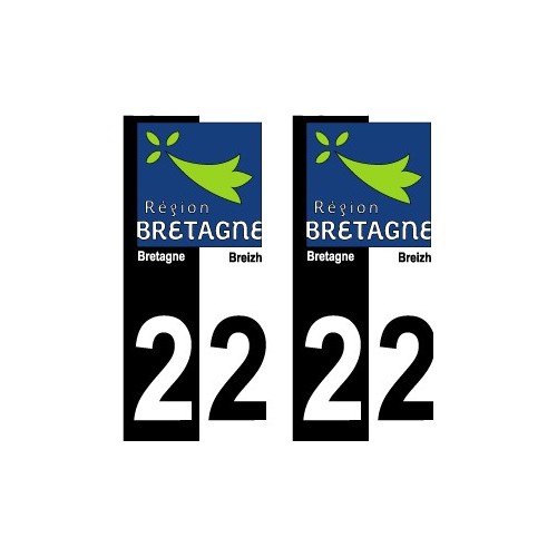 22 Côte d'Armor bicolore logo breizh bretagne autocollant plaque