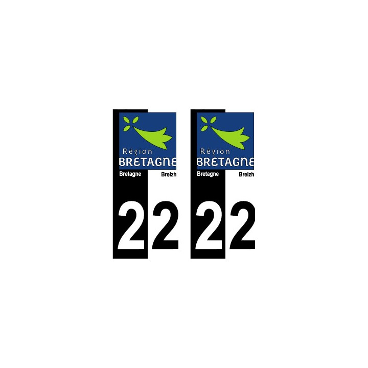 22 Côte d'Armor bicolore logo breizh bretagne autocollant plaque