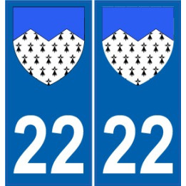 22 Côtes d'Armor blason armoirie autocollant plaque sticker plaque auto bretagne