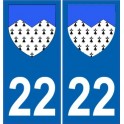 22 Côtes d'Armor blason armoirie autocollant plaque sticker plaque auto bretagne