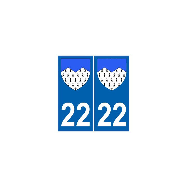22 Côtes d'Armor blason armoirie autocollant plaque sticker plaque auto bretagne