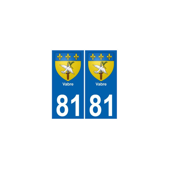 81 Vabre ville autocollant plaque immatriculation sticker auto blason ville
