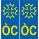 ÒC Occitan croix autocollant plaque immatriculation fond bleu sticker