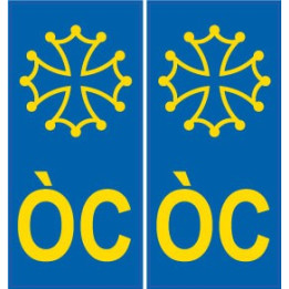 ÒC Occitan croix autocollant plaque immatriculation fond bleu sticker