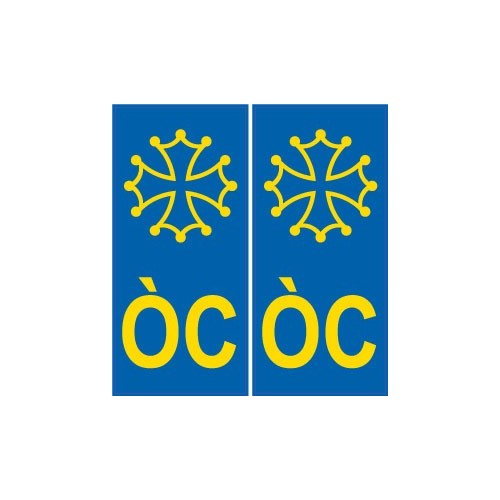 ÒC Occitan croix autocollant plaque immatriculation fond bleu sticker