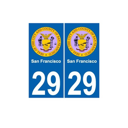 San Francisco USA ville Autocollant plaque immatriculation auto sticker numéro au choix sticker city