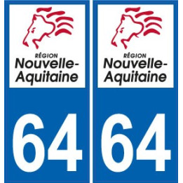 64 Pyrénées Atlantiques autocollant plaque immatriculation auto département sticker