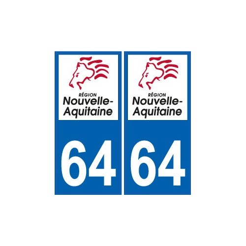 64 Pyrénées Atlantiques autocollant plaque immatriculation auto département sticker