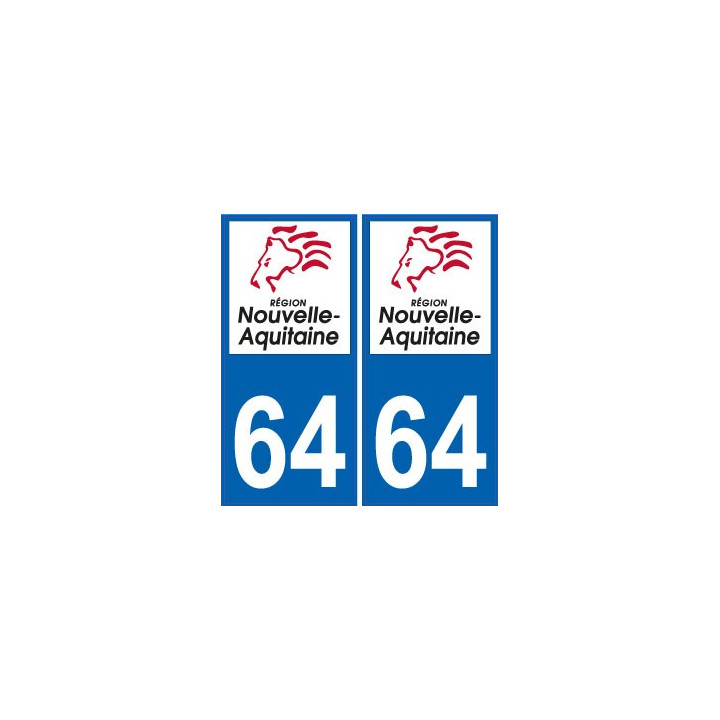 64 Pyrénées Atlantiques autocollant plaque immatriculation auto département sticker