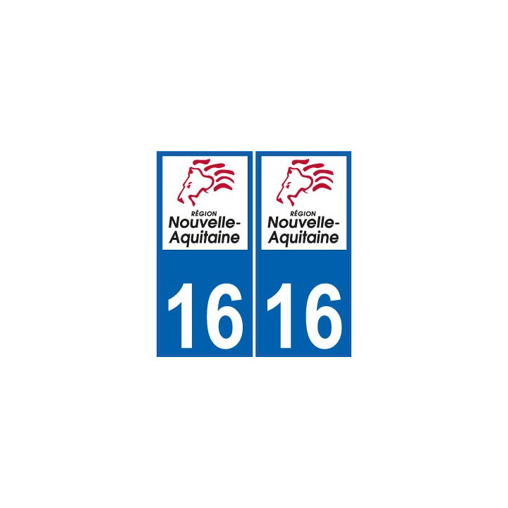16 Charente autocollant plaque immatriculation auto département sticker Nouvelle Aquitaine logo