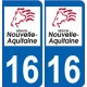 16 Charente autocollant plaque immatriculation auto département sticker Nouvelle Aquitaine logo