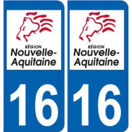 16 Charente autocollant plaque immatriculation auto département sticker Nouvelle Aquitaine logo