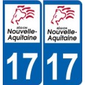17 Charente-Maritime sticker plaque immatriculation auto department sticker New Aquitaine logo