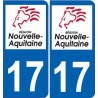 17 Charente-Maritime autocollant plaque immatriculation auto département sticker Nouvelle Aquitaine logo