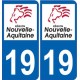 19 Corrèze autocollant plaque immatriculation auto département sticker Nouvelle Aquitaine logo